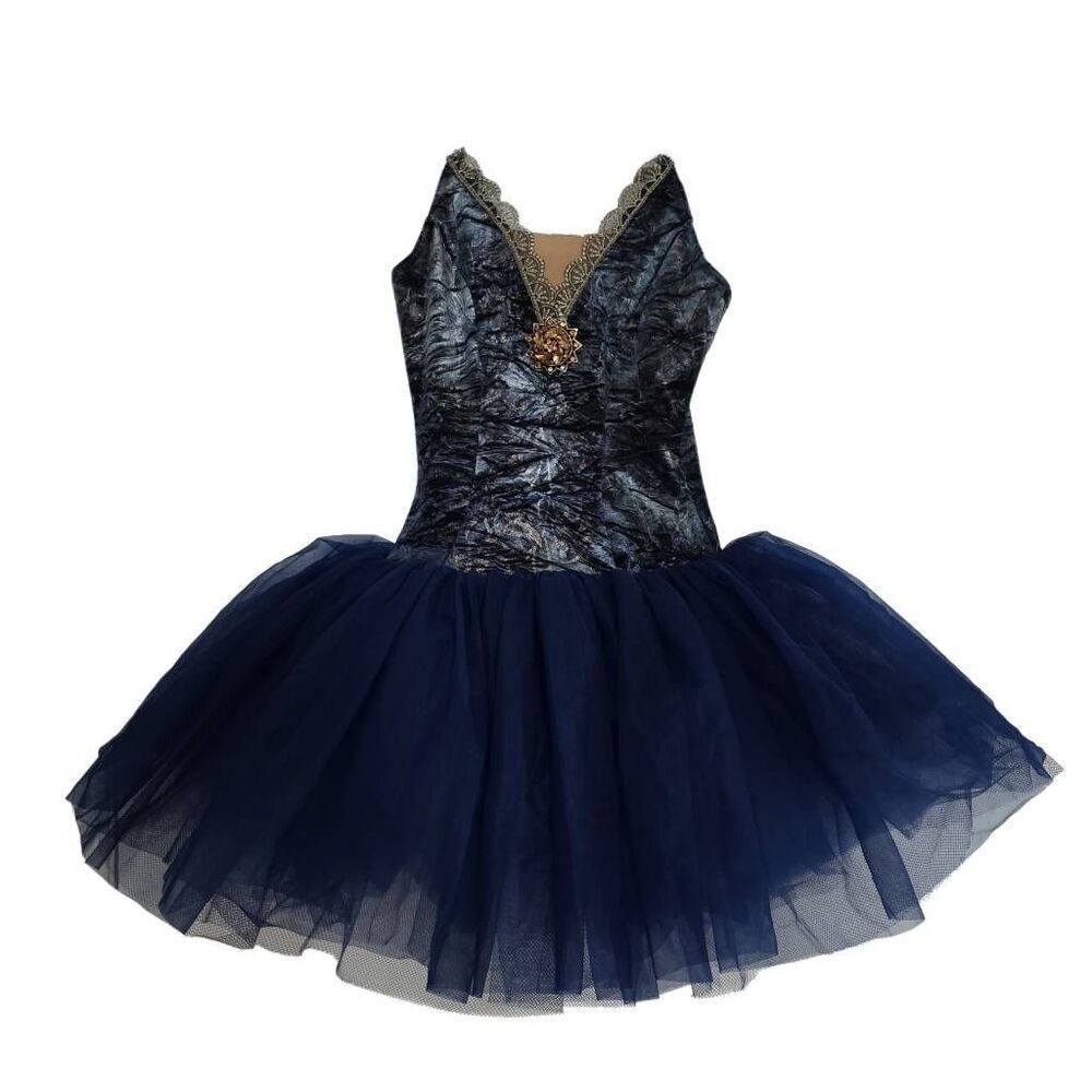 Wolff Fording & Company Girl's Size Medium Navy Copper Velvet Tulle Tutu Costume